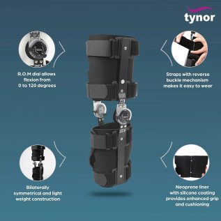 Tynor R.O.M Knee Brace 18" D-10 | Adjustable Hinged Support for Knee Recovery
