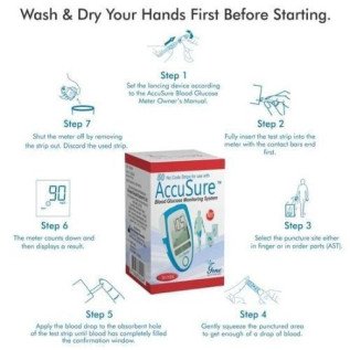 AccuSure Glucometer Test Strips – 50 Strips for Accurate Blood Sugar Monitoring | Compatible with AccuSure Glucometer