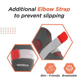 Breathable elbow support brace with adjustable strap