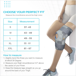 Vissco PC 1404B Open Type Hinged Patella Knee Brace | Neoprene Adjustable Knee Support for Stability & Pain Relief