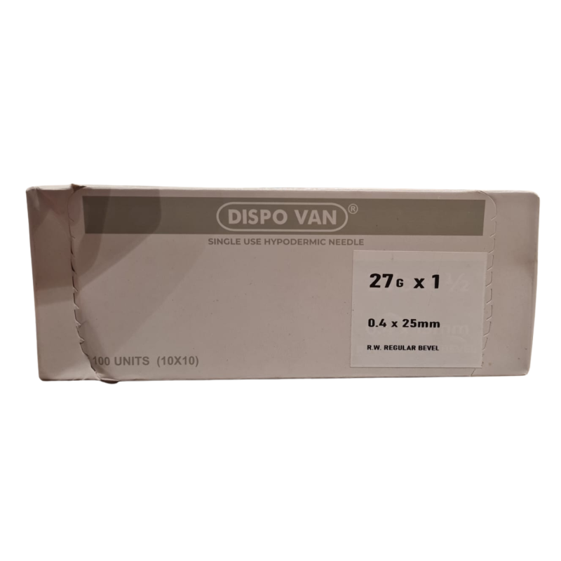 Rossify Dispovan 27G Hypodermic Needle – Single Use Hypodermic Needle 0.4 x 25mm Regular Bevel